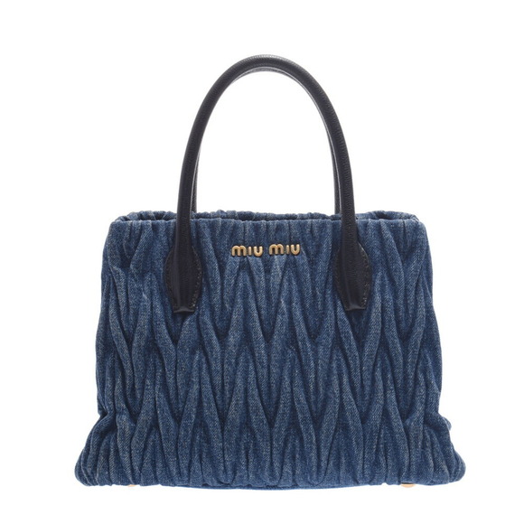 Miu Miu Handbags - Miu Miu Matelasse Blue Black Denim Handbag